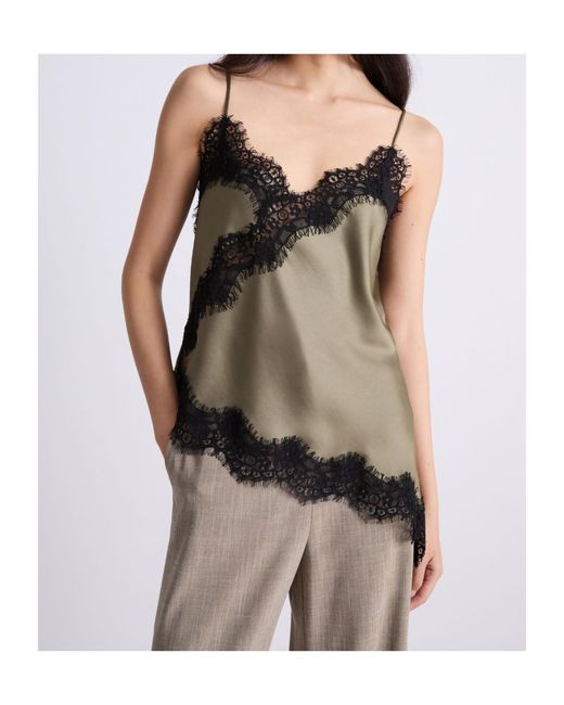 Marella Brown Lace Lingerie-Look Top