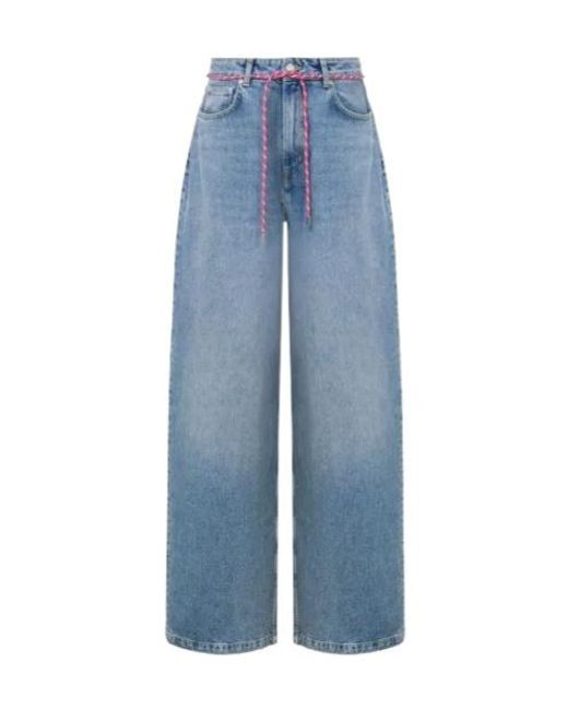 Moschino Blue Denim Trousers With Belt Loops