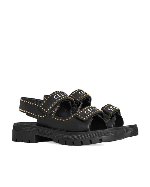 Céline Black Leo Studded Chunky Sandal
