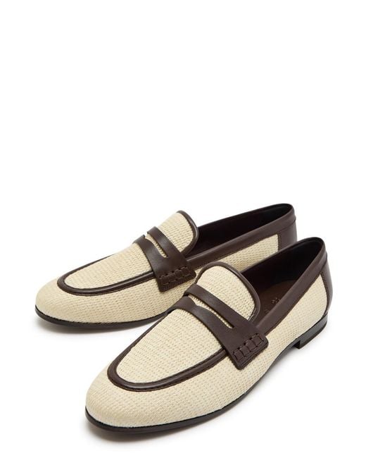 Brunello Cucinelli White Straw Loafers