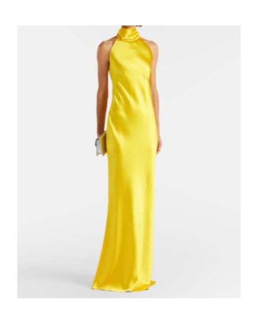 Ralph Lauren Yellow Chilton Satin Gown