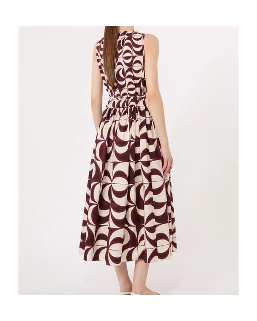Max Mara Red Round Neck Sleeveless Dress