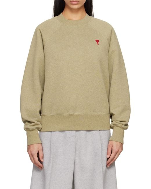 AMI Natural Ami De Coeur Crewneck Sweatshirt for men