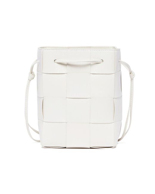 Bottega Veneta White Small Cassette Shoulder Bag