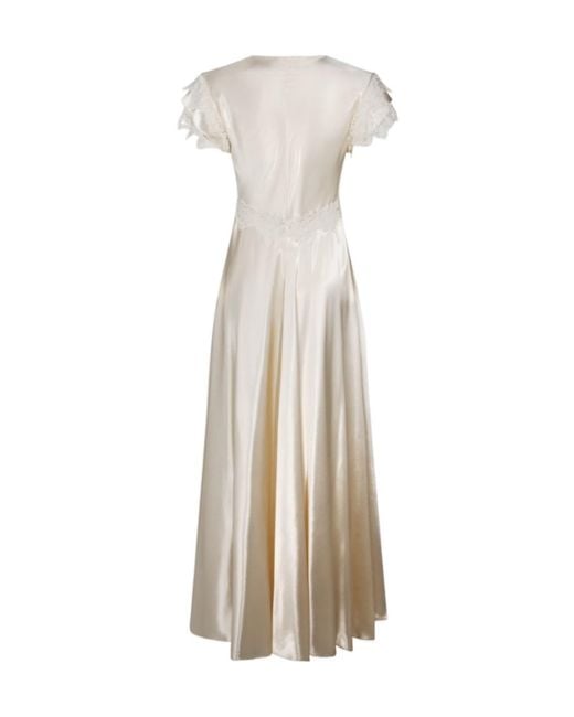 Alberta Ferretti White V-Neck Dress