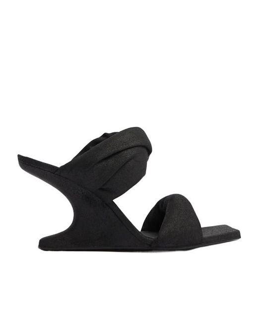 Rick Owens Black Block Heel Mules