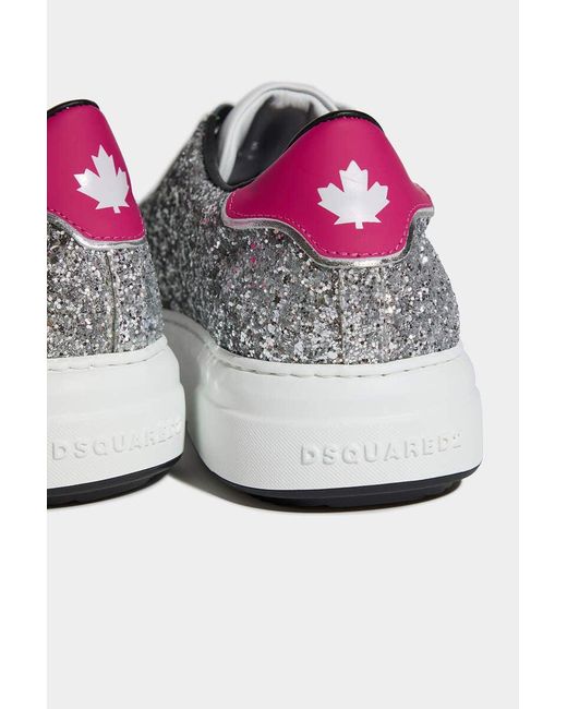 DSquared² Gray Glittered Lace-Up Sneakers