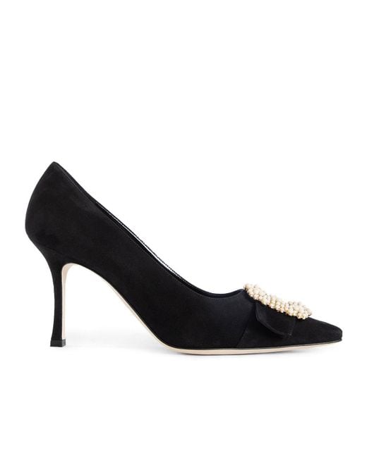 Manolo Blahnik Black Round Toe High Heels