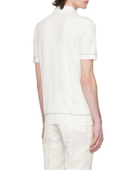 Brioni White Short-Sleeved Polo Shirt for men