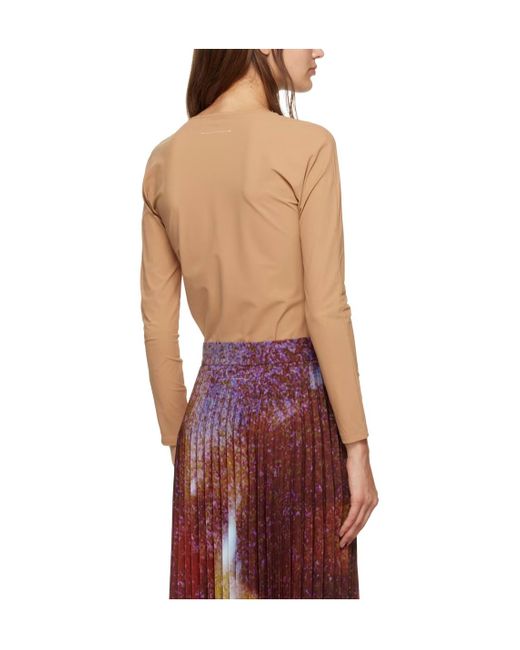 MM6 by Maison Margiela Red Triangle-Shape Long-Sleeve T-Shirt