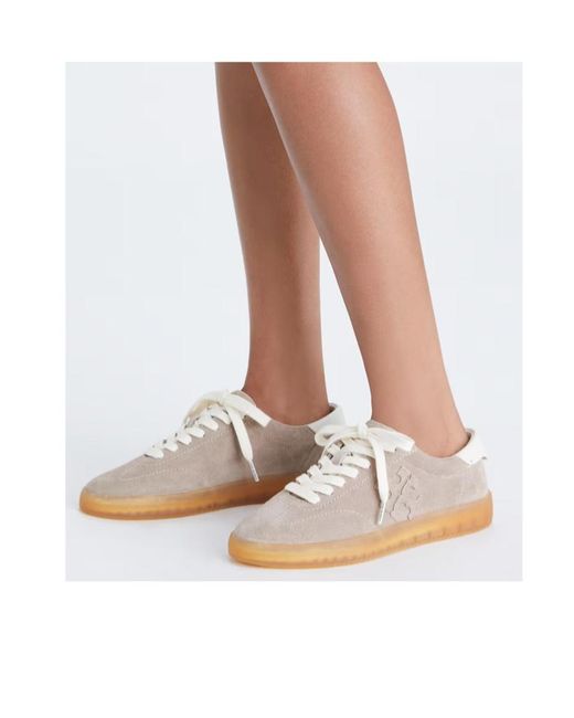 Tory Burch Brown Lace-Up Suede Low-Top Sneakers