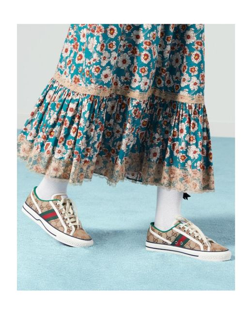 Gucci White Gg Tennis 1977 Low-Up Sneakers
