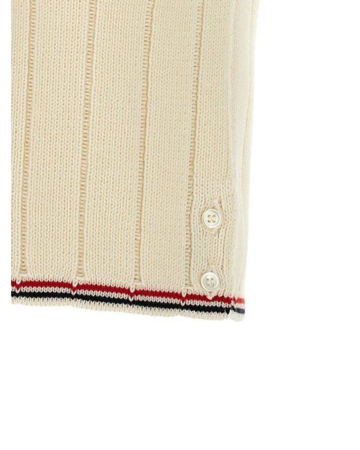 Thom Browne Natural Ribbed V-Neck Vest