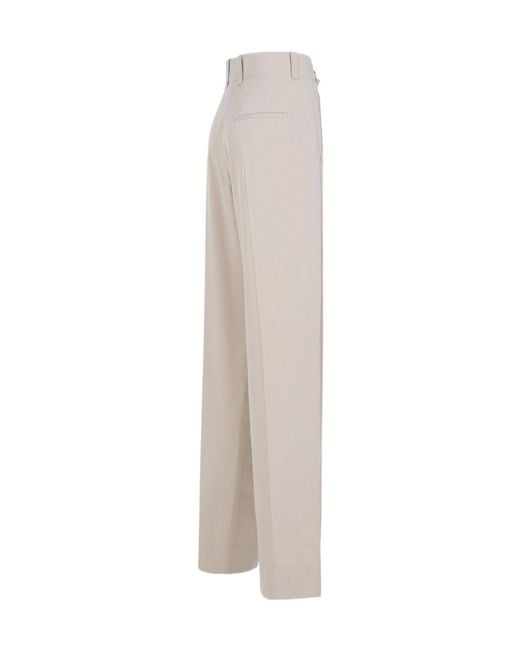 Bottega Veneta White Pleated Detail Tailored Trousers