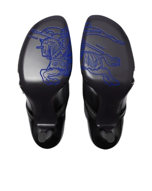 Burberry Black Sleek Leather Ankle Boots For