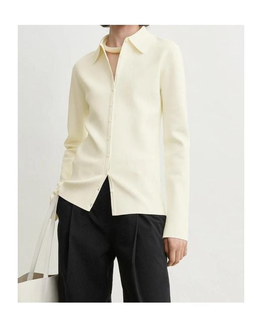 Totême White Compact-Knit Buttoned Cardigan