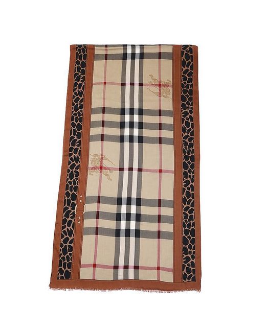 Burberry Brown Checkered Detail Scarf