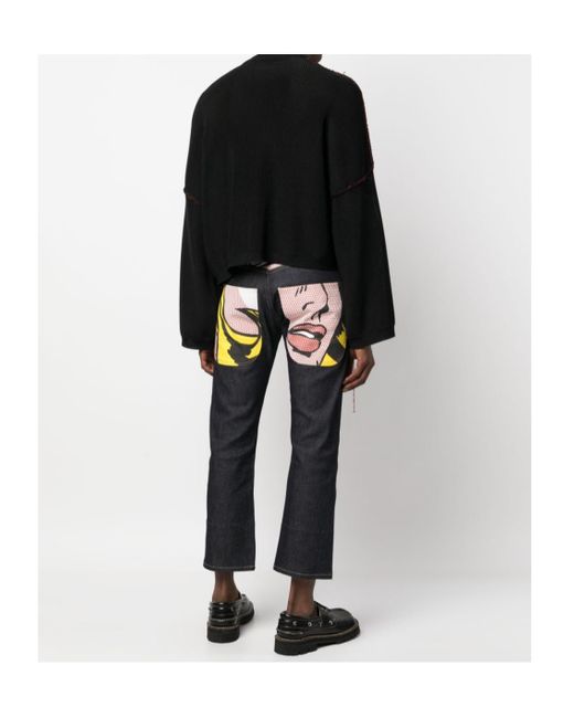 Junya Watanabe Gray Graphic Print Denim Trousers for men
