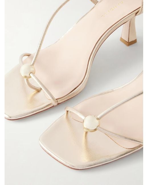 Loeffler Randall White Embellished Metallic Leather Sandals