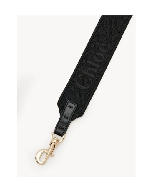 Chloé Black Embroidered-Logo Shoulder Strap