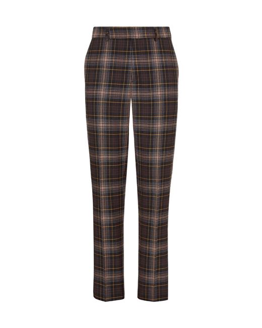 Fendi Brown Tartan Check Tapered-Leg Trousers for men