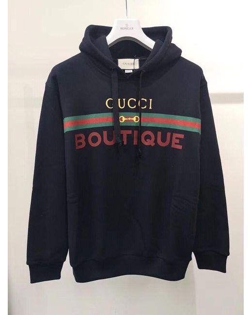 Gucci Black Boutique Print Hoodie for men