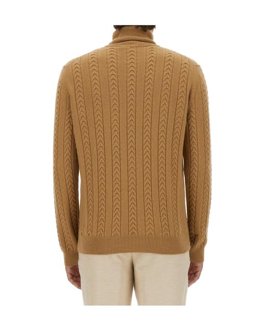 Boss Brown Boss Cable-Knit Roll Neck Jumper for men