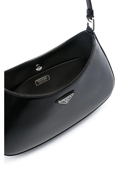 Prada Black Cleo Logo Plaque Shoulder Bag