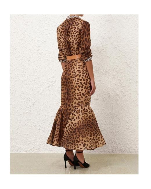 Zimmermann Brown Crushed Spliced Pencil Skirt