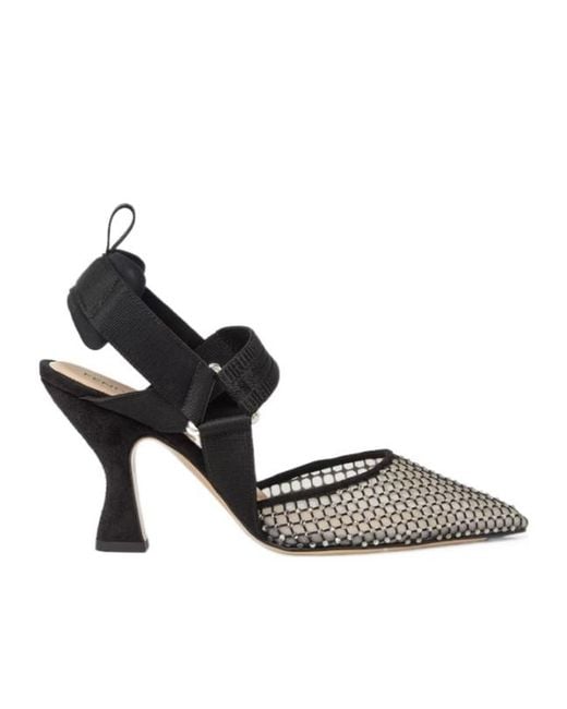 Fendi Metallic Colibri Mesh And Suede High-Heeled Slingbacks