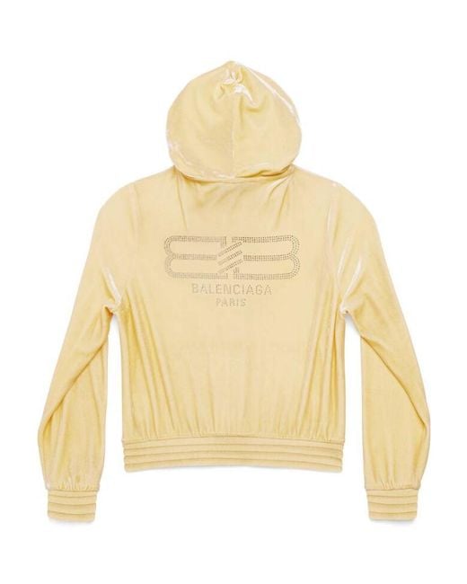 Balenciaga Yellow Bb Paris Strass Zip-Up Hoodie