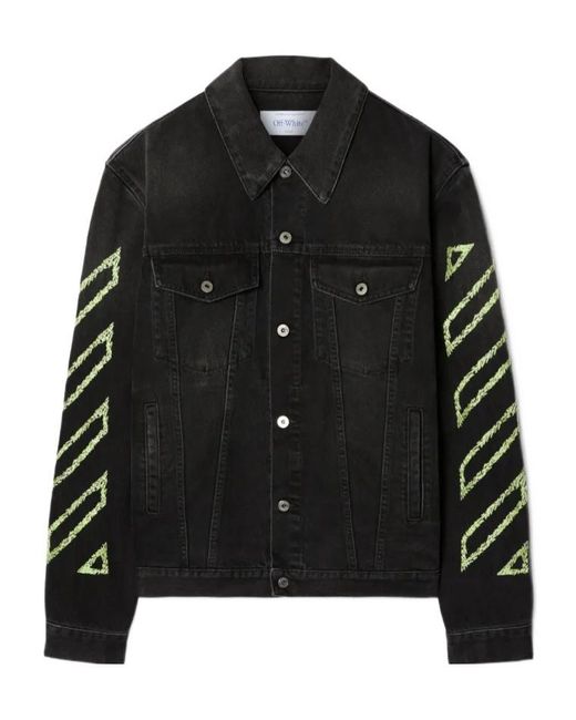 Off-White c/o Virgil Abloh Black Arrow Outline Denim Jacket for men