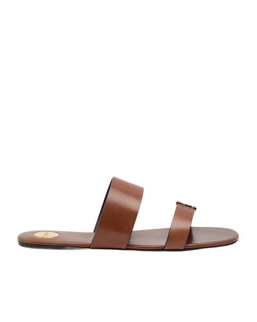 Saint Laurent Brown Babylone Leather Sandals