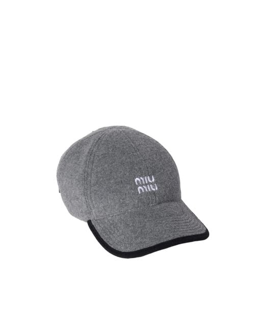 Miu Miu Gray Fleece Baseball Cap