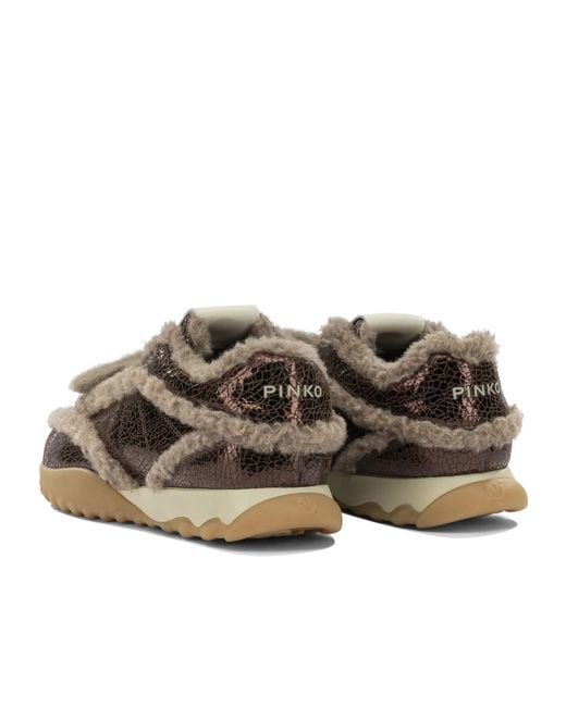 Pinko Brown Round-Toe Sneakers