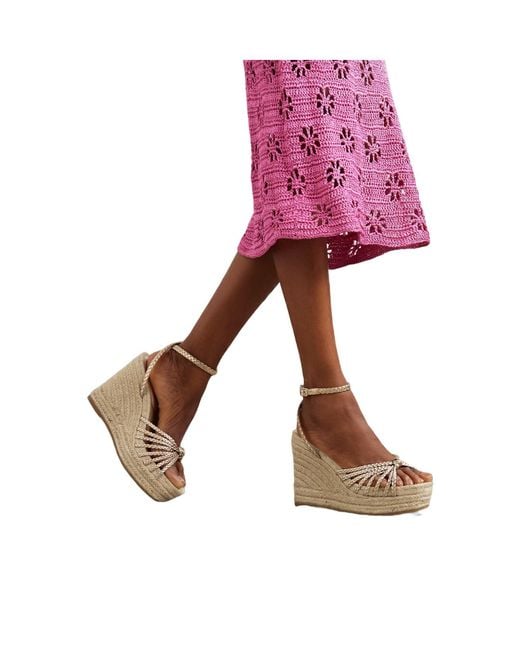 Loeffler Randall Natural Metallic Leather Platform Wedge Sandals