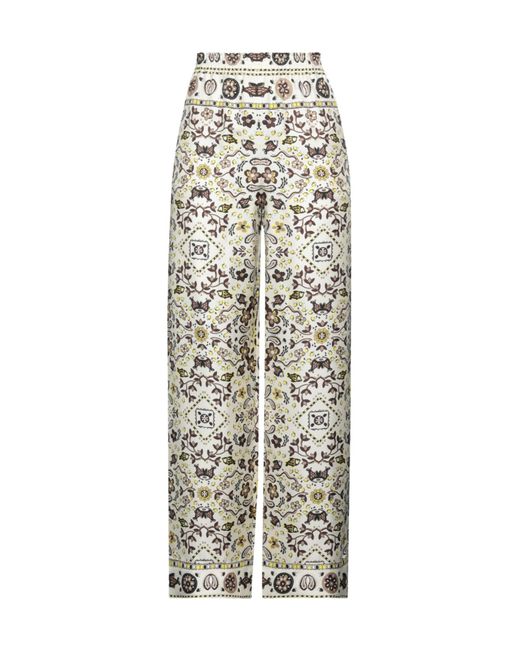 Tory Burch White Floral-Print Casual Trousers