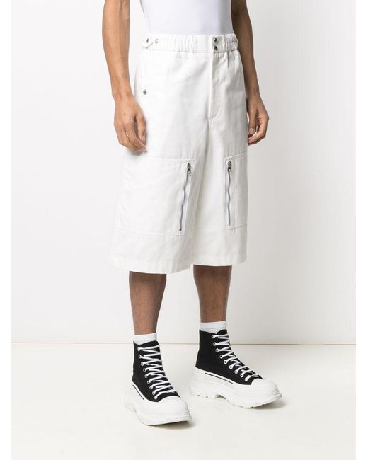 McQueen White Japanese Gabardine Shorts for men