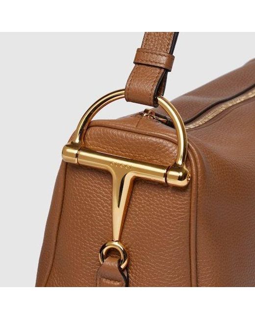 Gucci Brown Half Horsebit Medium Shoulder Bag