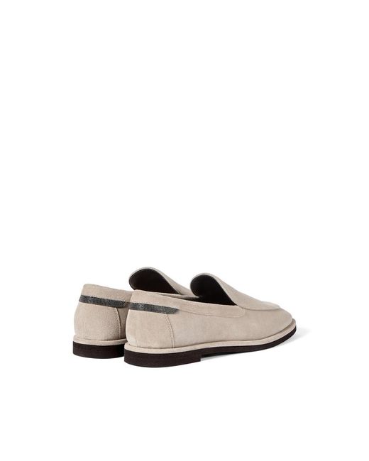 Brunello Cucinelli White Round-Toe Loafers