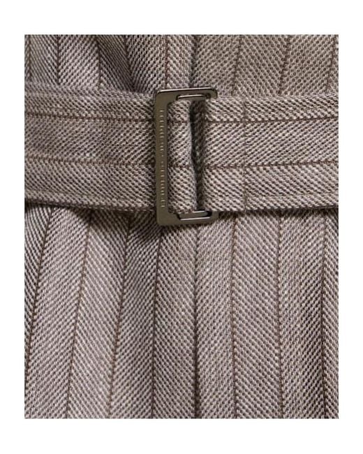 Brunello Cucinelli Gray Linen Blend Straight Pants