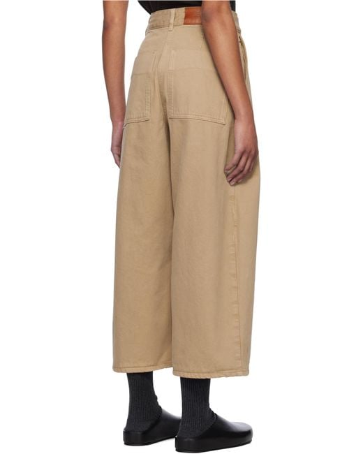 Studio Nicholson Natural Logo Patch Cropped Wide-Leg Jeans