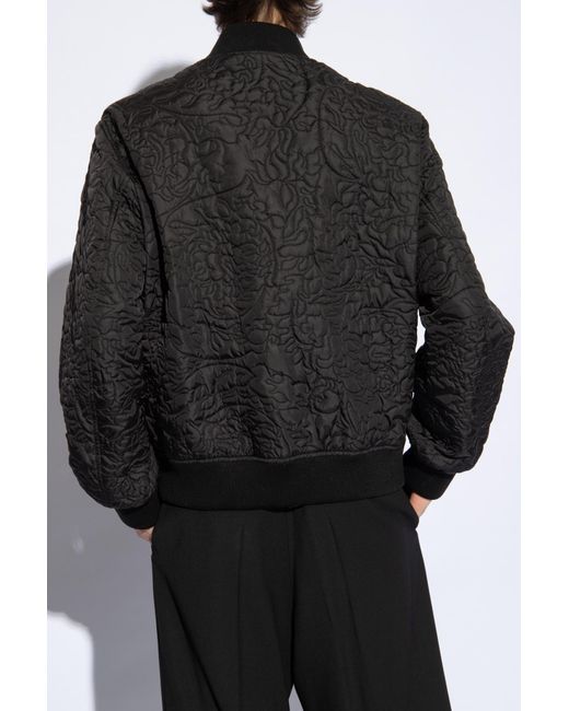 Versace Black Barocco-Quilted Button-Up Bomber Jacket for men