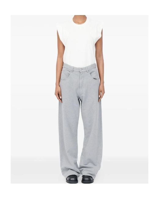 MM6 by Maison Margiela Gray Button Detailed Raw-Hem Pants
