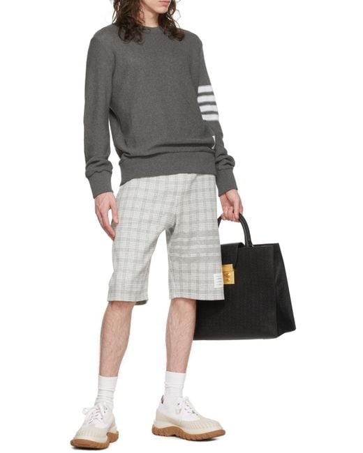 Thom Browne Gray 4-Bar Stripe Cotton Jumper for men