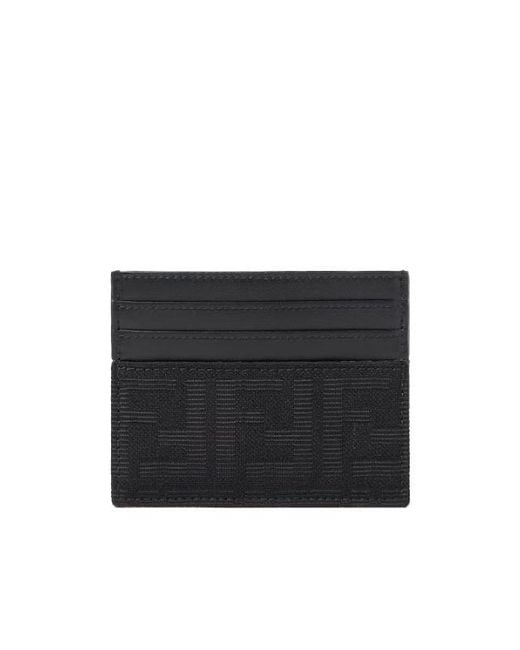 Fendi Black Ff Jacquard Card Holder for men