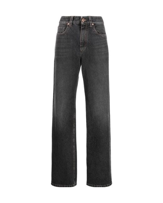 Brunello Cucinelli Gray Loose Fit Denim Jeans
