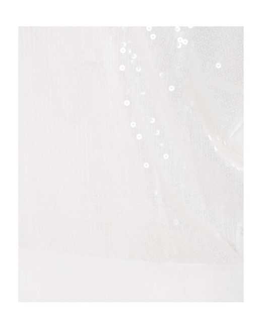 Liu Jo White Sequined V-Neck Knitted Sweater