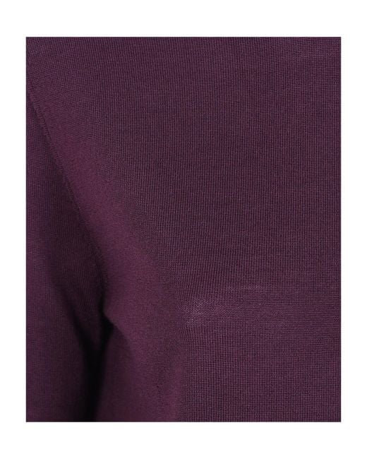 Aspesi Purple Ribbed Crew-Neck Knit Top