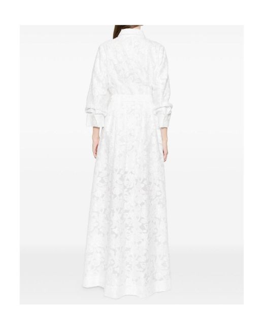 Jonathan Simkhai White Courtney Floral-Embellished Belt Long Dress